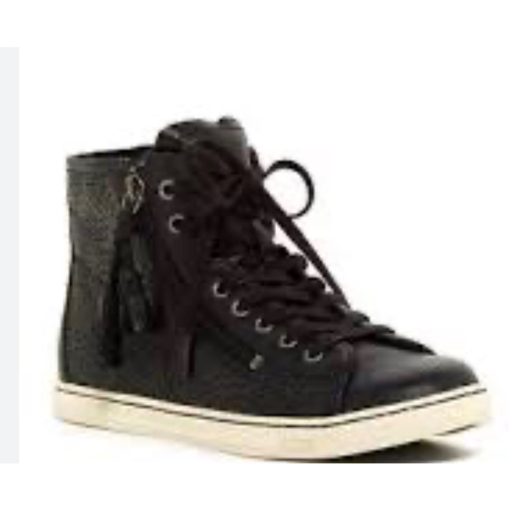 UGG Australia Blaney high top leather sneakers black side zipper tassel closure